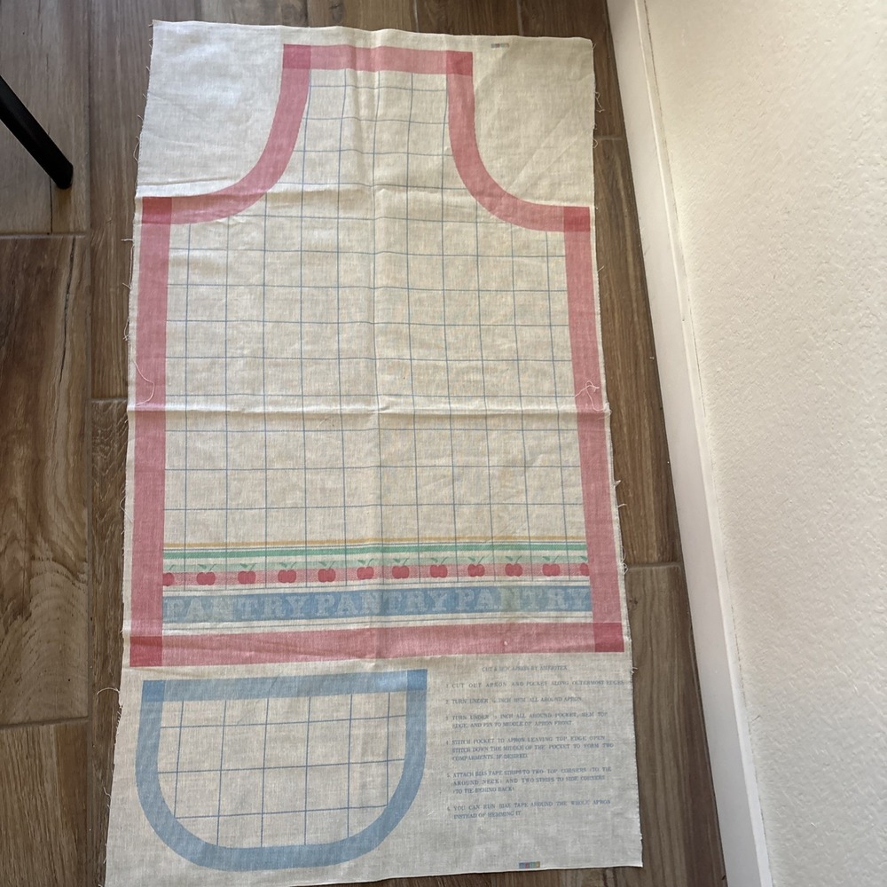 Vintage Country Farm Blue Apron Fabric Cut and Sew Panel Ameritex